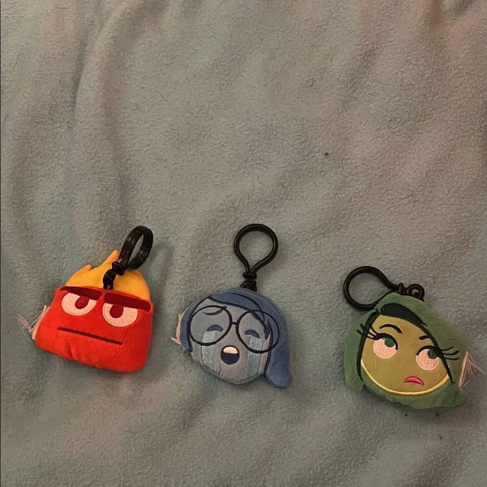 Disney, inside out Character Keychain Set - anger, sadness, disgusted